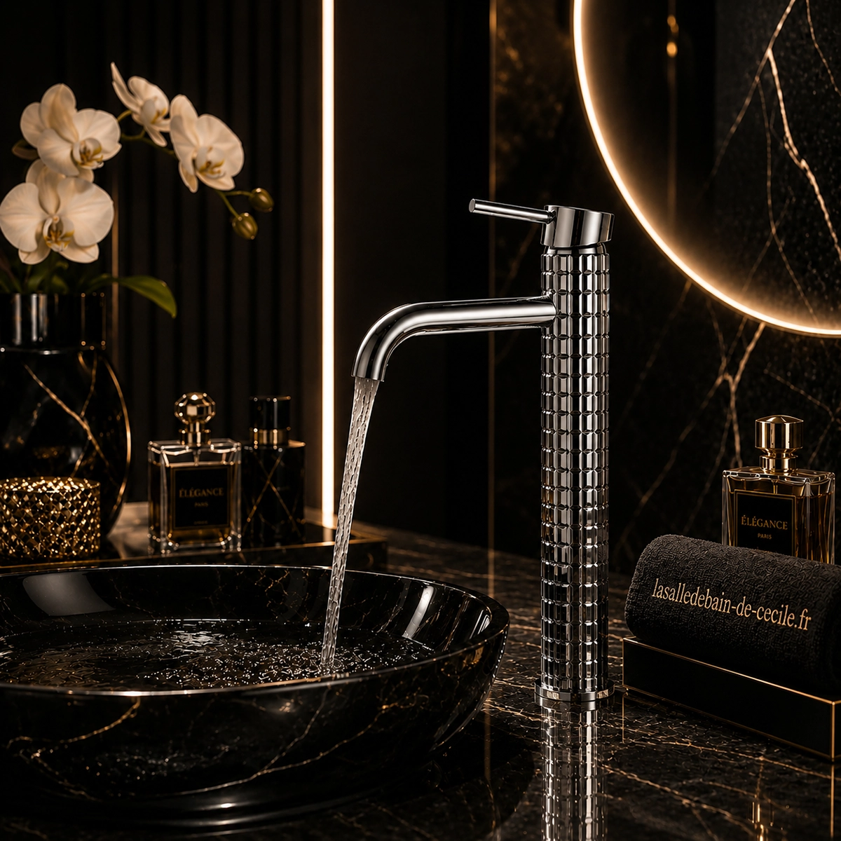 Détail mitigeur lavabo chrome